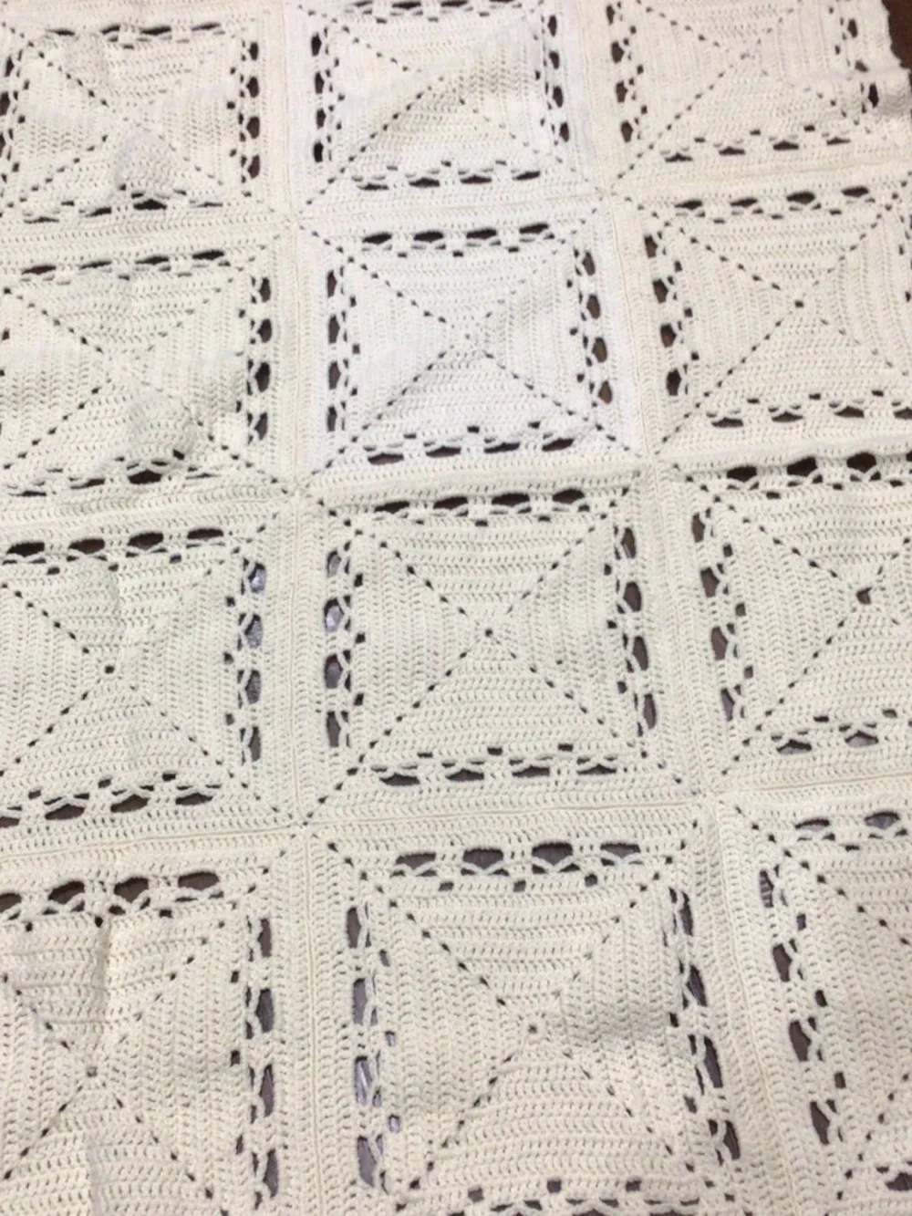 Homemade crocheted bed topper, approximately 70” x 57” excellent shape